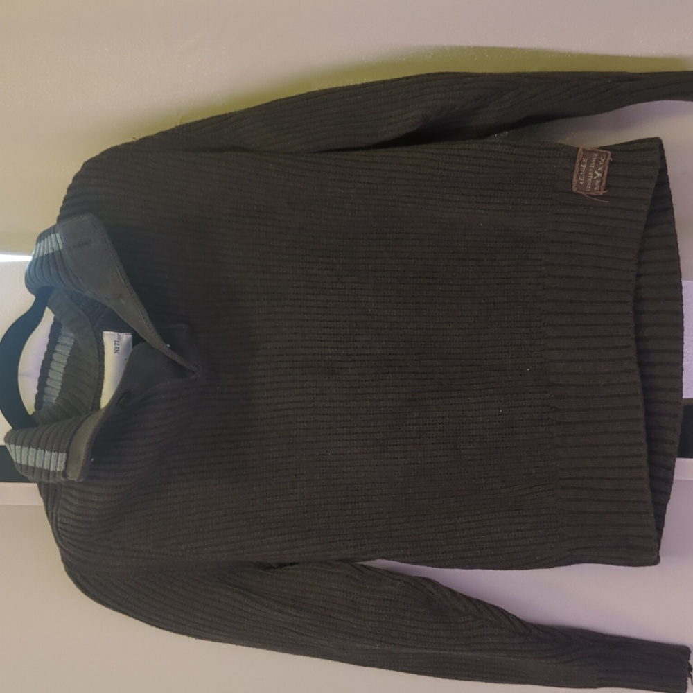 Women's American Eagle Brown Long Sleeve Collar Sweater Knit Sweatshirt L